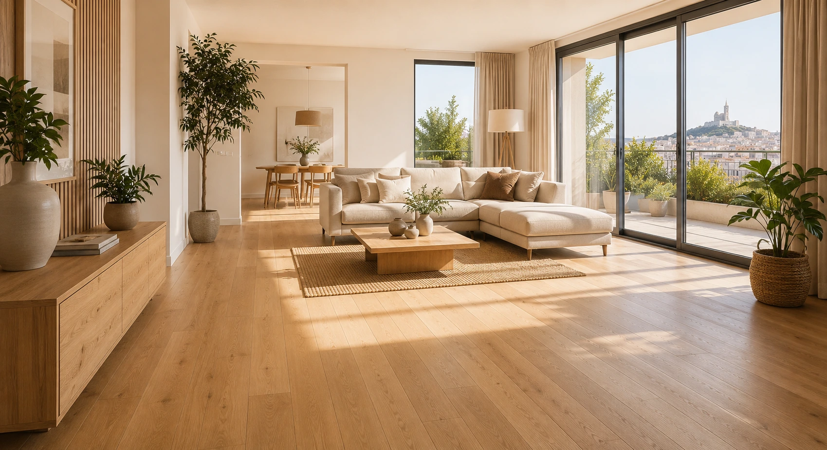 Pose d’un parquet flottant dans un salon moderne