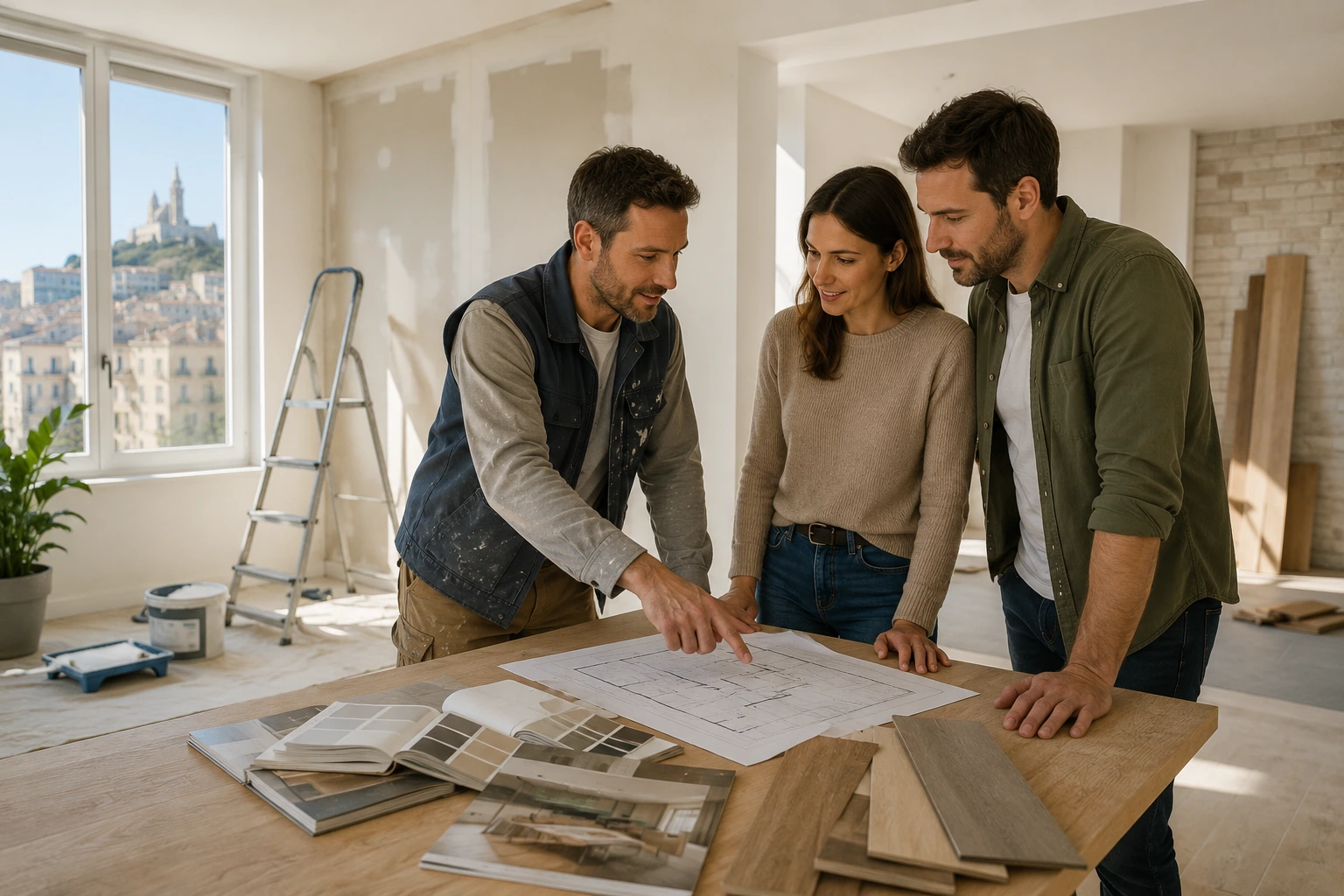 Artisan peintre discutant avec ses clients